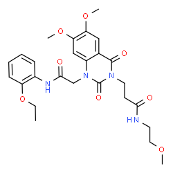ChemSpider 2D Image | 3-[1-{2-[(2-Ethoxyphenyl)amino]-2-oxoethyl}-6,7-dimethoxy-2,4-dioxo-1,4-dihydro-3(2H)-quinazolinyl]-N-(2-methoxyethyl)propanamide | C26H32N4O8