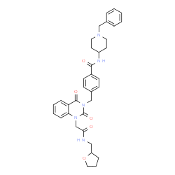 ChemSpider 2D Image | N-(1-Benzyl-4-piperidinyl)-4-{[2,4-dioxo-1-{2-oxo-2-[(tetrahydro-2-furanylmethyl)amino]ethyl}-1,4-dihydro-3(2H)-quinazolinyl]methyl}benzamide | C35H39N5O5