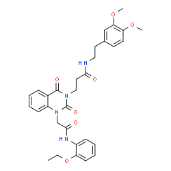 ChemSpider 2D Image | N-[2-(3,4-Dimethoxyphenyl)ethyl]-3-[1-{2-[(2-ethoxyphenyl)amino]-2-oxoethyl}-2,4-dioxo-1,4-dihydro-3(2H)-quinazolinyl]propanamide | C31H34N4O7