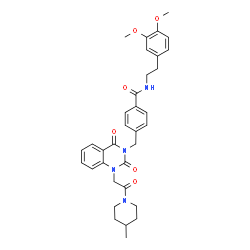 ChemSpider 2D Image | N-[2-(3,4-Dimethoxyphenyl)ethyl]-4-({1-[2-(4-methyl-1-piperidinyl)-2-oxoethyl]-2,4-dioxo-1,4-dihydro-3(2H)-quinazolinyl}methyl)benzamide | C34H38N4O6