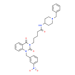ChemSpider 2D Image | N-(1-Benzyl-4-piperidinyl)-5-[1-(3-nitrobenzyl)-2,4-dioxo-1,4-dihydro-3(2H)-quinazolinyl]pentanamide | C32H35N5O5