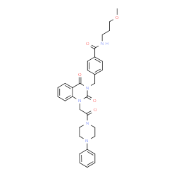 ChemSpider 2D Image | 4-({2,4-Dioxo-1-[2-oxo-2-(4-phenyl-1-piperazinyl)ethyl]-1,4-dihydro-3(2H)-quinazolinyl}methyl)-N-(3-methoxypropyl)benzamide | C32H35N5O5