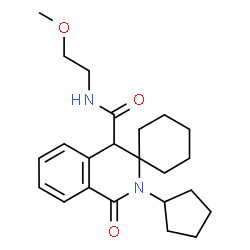 ChemSpider 2D Image | 2'-Cyclopentyl-N-(2-methoxyethyl)-1'-oxo-1',4'-dihydro-2'H-spiro[cyclohexane-1,3'-isoquinoline]-4'-carboxamide | C23H32N2O3