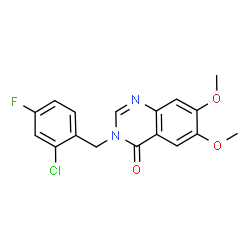 ChemSpider 2D Image | 3-(2-Chloro-4-fluorobenzyl)-6,7-dimethoxy-4(3H)-quinazolinone | C17H14ClFN2O3
