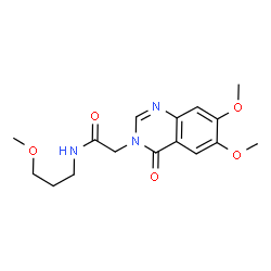 ChemSpider 2D Image | 2-(6,7-Dimethoxy-4-oxo-3(4H)-quinazolinyl)-N-(3-methoxypropyl)acetamide | C16H21N3O5