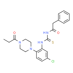 ChemSpider 2D Image | N-{[5-Chloro-2-(4-propionyl-1-piperazinyl)phenyl]carbamothioyl}-2-phenylacetamide | C22H25ClN4O2S