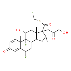ChemSpider 2D Image | S-(Fluoromethyl) 6,9-difluoro-11-hydroxy-17-(3-hydroxy-2-oxopropyl)-10,13,16-trimethyl-3-oxo-6,7,8,9,10,11,12,13,14,15,16,17-dodecahydro-3H-cyclopenta[a]phenanthrene-17-carbothioate (non-preferred name) | C25H31F3O5S