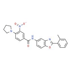 ChemSpider 2D Image | N-[2-(2-Methylphenyl)-1,3-benzoxazol-5-yl]-3-nitro-4-(1-pyrrolidinyl)benzamide | C25H22N4O4