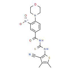 ChemSpider 2D Image | N-[(3-Cyano-4,5-dimethyl-2-thienyl)carbamothioyl]-4-(4-morpholinyl)-3-nitrobenzamide | C19H19N5O4S2