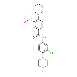 ChemSpider 2D Image | N-[3-Chloro-4-(4-methyl-1-piperazinyl)phenyl]-3-nitro-4-(1-piperidinyl)benzamide | C23H28ClN5O3