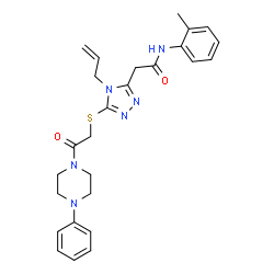 ChemSpider 2D Image | 2-(4-Allyl-5-{[2-oxo-2-(4-phenyl-1-piperazinyl)ethyl]sulfanyl}-4H-1,2,4-triazol-3-yl)-N-(2-methylphenyl)acetamide | C26H30N6O2S