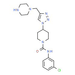 ChemSpider 2D Image | N-(3-Chlorophenyl)-4-[4-(1-piperazinylmethyl)-1H-1,2,3-triazol-1-yl]-1-piperidinecarboxamide | C19H26ClN7O