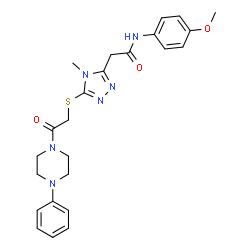 ChemSpider 2D Image | N-(4-Methoxyphenyl)-2-(4-methyl-5-{[2-oxo-2-(4-phenyl-1-piperazinyl)ethyl]sulfanyl}-4H-1,2,4-triazol-3-yl)acetamide | C24H28N6O3S