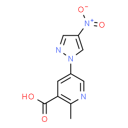 ChemSpider 2D Image | 2-Methyl-5-(4-nitro-1H-pyrazol-1-yl)nicotinic acid | C10H8N4O4