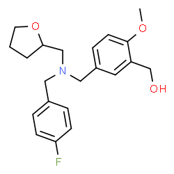 ChemSpider 2D Image | (5-{[(4-Fluorobenzyl)(tetrahydro-2-furanylmethyl)amino]methyl}-2-methoxyphenyl)methanol | C21H26FNO3