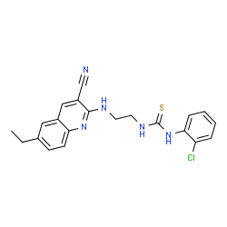 ChemSpider 2D Image | 1-(2-Chlorophenyl)-3-{2-[(3-cyano-6-ethyl-2-quinolinyl)amino]ethyl}thiourea | C21H20ClN5S
