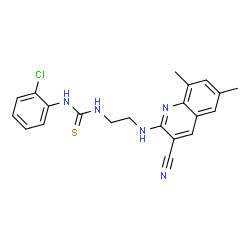 ChemSpider 2D Image | 1-(2-Chlorophenyl)-3-{2-[(3-cyano-6,8-dimethyl-2-quinolinyl)amino]ethyl}thiourea | C21H20ClN5S