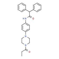ChemSpider 2D Image | 2,2-Diphenyl-N-[4-(4-propionyl-1-piperazinyl)phenyl]acetamide | C27H29N3O2