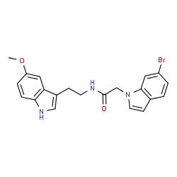 ChemSpider 2D Image | 2-(6-Bromo-1H-indol-1-yl)-N-[2-(5-methoxy-1H-indol-3-yl)ethyl]acetamide | C21H20BrN3O2