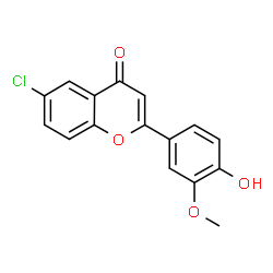 ChemSpider 2D Image | 6-Chloro-2-(4-hydroxy-3-methoxyphenyl)-4H-chromen-4-one | C16H11ClO4