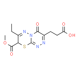 ChemSpider 2D Image | 3-[7-Ethyl-8-(methoxycarbonyl)-4-oxo-4H,8H-[1,2,4]triazino[3,4-b][1,3,4]thiadiazin-3-yl]propanoic acid | C12H14N4O5S