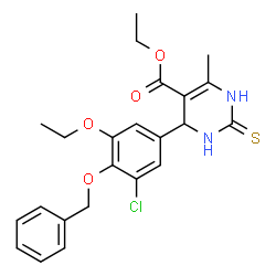 ChemSpider 2D Image | Ethyl 4-[4-(benzyloxy)-3-chloro-5-ethoxyphenyl]-6-methyl-2-thioxo-1,2,3,4-tetrahydro-5-pyrimidinecarboxylate | C23H25ClN2O4S