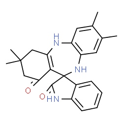 ChemSpider 2D Image | 3,3,7,8-Tetramethyl-3,4,5,10-tetrahydrospiro[dibenzo[b,e][1,4]diazepine-11,3'-indole]-1,2'(1'H,2H)-dione | C24H25N3O2