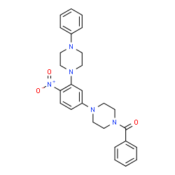 ChemSpider 2D Image | {4-[4-Nitro-3-(4-phenyl-1-piperazinyl)phenyl]-1-piperazinyl}(phenyl)methanone | C27H29N5O3