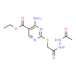 ChemSpider 2D Image | ethyl 2-[2-(N'-acetylhydrazino)-2-oxo-ethyl]sulfanyl-4-amino-pyrimidine-5-carboxylate | C11H15N5O4S