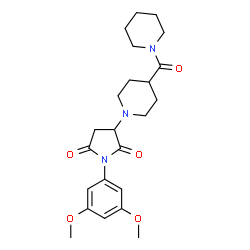 ChemSpider 2D Image | 1-(3,5-Dimethoxyphenyl)-3-[4-(1-piperidinylcarbonyl)-1-piperidinyl]-2,5-pyrrolidinedione | C23H31N3O5