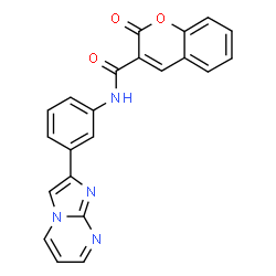 ChemSpider 2D Image | N-[3-(Imidazo[1,2-a]pyrimidin-2-yl)phenyl]-2-oxo-2H-chromene-3-carboxamide | C22H14N4O3