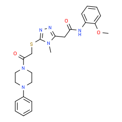 ChemSpider 2D Image | N-(2-Methoxyphenyl)-2-(4-methyl-5-{[2-oxo-2-(4-phenyl-1-piperazinyl)ethyl]sulfanyl}-4H-1,2,4-triazol-3-yl)acetamide | C24H28N6O3S