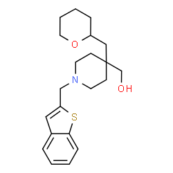 ChemSpider 2D Image | [1-(1-Benzothiophen-2-ylmethyl)-4-(tetrahydro-2H-pyran-2-ylmethyl)-4-piperidinyl]methanol | C21H29NO2S