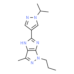 ChemSpider 2D Image | 5-(1-Isopropyl-1H-pyrazol-4-yl)-3-methyl-1-propyl-1,4-dihydroimidazo[4,5-c]pyrazole | C14H20N6
