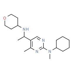 ChemSpider 2D Image | N-Cyclohexyl-N,4-dimethyl-5-[1-(tetrahydro-2H-pyran-4-ylamino)ethyl]-2-pyrimidinamine | C19H32N4O