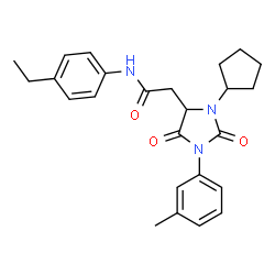 ChemSpider 2D Image | 3-Cyclopentyl-N-(4-ethylphenyl)-1-(3-methylphenyl)-2,5-dioxo-4-imidazolidineacetamide | C25H29N3O3