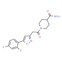ChemSpider 2D Image | 1-{[5-(2,4-Difluorophenyl)-1,2-oxazol-3-yl]acetyl}-4-piperidinecarboxamide | C17H17F2N3O3