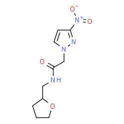 ChemSpider 2D Image | 2-(3-Nitro-1H-pyrazol-1-yl)-N-(tetrahydro-2-furanylmethyl)acetamide | C10H14N4O4