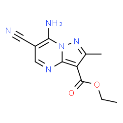 ChemSpider 2D Image | Ethyl 7-amino-6-cyano-2-methylpyrazolo[1,5-a]pyrimidine-3-carboxylate | C11H11N5O2