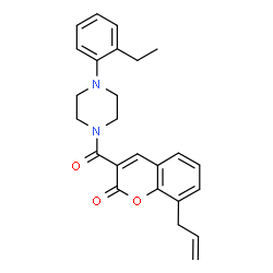 ChemSpider 2D Image | 8-Allyl-3-{[4-(2-ethylphenyl)-1-piperazinyl]carbonyl}-2H-chromen-2-one | C25H26N2O3