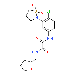 ChemSpider 2D Image | N-[4-Chloro-3-(1,1-dioxido-1,2-thiazolidin-2-yl)phenyl]-N'-(tetrahydro-2-furanylmethyl)ethanediamide | C16H20ClN3O5S