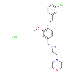 ChemSpider 2D Image | N-{4-[(3-Chlorobenzyl)oxy]-3-methoxybenzyl}-2-(4-morpholinyl)ethanamine hydrochloride (1:1) | C21H28Cl2N2O3
