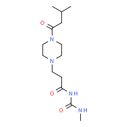 ChemSpider 2D Image | 3-[4-(3-Methylbutanoyl)-1-piperazinyl]-N-(methylcarbamoyl)propanamide | C14H26N4O3