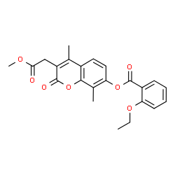 ChemSpider 2D Image | 3-(2-Methoxy-2-oxoethyl)-4,8-dimethyl-2-oxo-2H-chromen-7-yl 2-ethoxybenzoate | C23H22O7