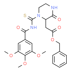 ChemSpider 2D Image | Benzyl {3-oxo-1-[(3,4,5-trimethoxybenzoyl)carbamothioyl]-2-piperazinyl}acetate | C24H27N3O7S