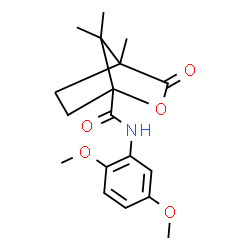 ChemSpider 2D Image | N-(2,5-Dimethoxyphenyl)-4,7,7-trimethyl-3-oxo-2-oxabicyclo[2.2.1]heptane-1-carboxamide | C18H23NO5