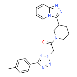 ChemSpider 2D Image | 2-[5-(4-Methylphenyl)-2H-tetrazol-2-yl]-1-[3-([1,2,4]triazolo[4,3-a]pyridin-3-yl)-1-piperidinyl]ethanone | C21H22N8O