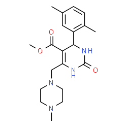 ChemSpider 2D Image | Methyl 4-(2,5-dimethylphenyl)-6-[(4-methyl-1-piperazinyl)methyl]-2-oxo-1,2,3,4-tetrahydro-5-pyrimidinecarboxylate | C20H28N4O3
