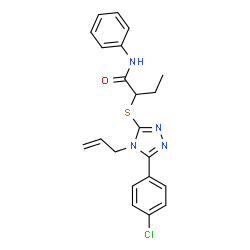 ChemSpider 2D Image | 2-{[4-Allyl-5-(4-chlorophenyl)-4H-1,2,4-triazol-3-yl]sulfanyl}-N-phenylbutanamide | C21H21ClN4OS