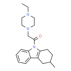 ChemSpider 2D Image | 2-(4-Ethyl-1-piperazinyl)-1-(3-methyl-1,2,3,4-tetrahydro-9H-carbazol-9-yl)ethanone | C21H29N3O